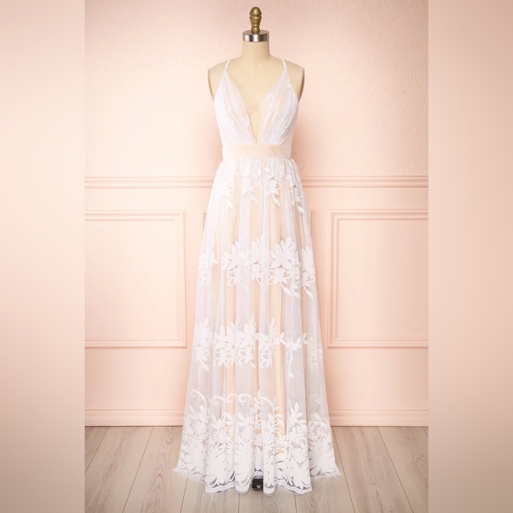 White Floral Maxi Dress NWOT